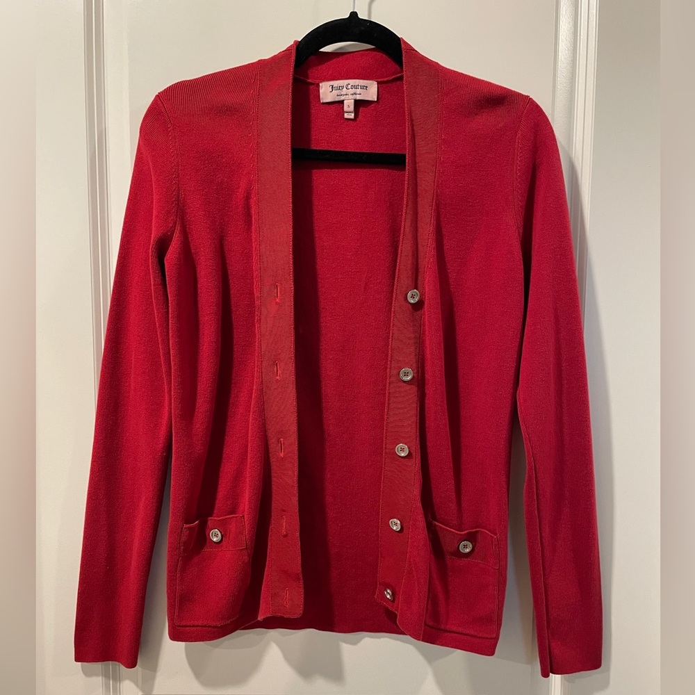 JUICY COUTURE Red Cardigan, Size Small